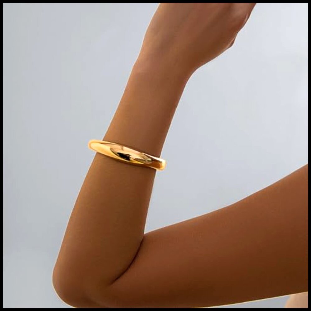 Chunky Hinged Cuff Bangle Bracelets Minimalist St… - image 4